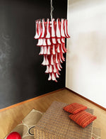 Red Petals Spiral Glass Chandelier | Modern Designer Pendant Light