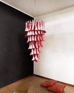 Red Petals Spiral Glass Chandelier | Modern Designer Pendant Light