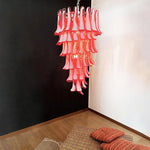Red Petals Spiral Glass Chandelier | Modern Designer Pendant Light