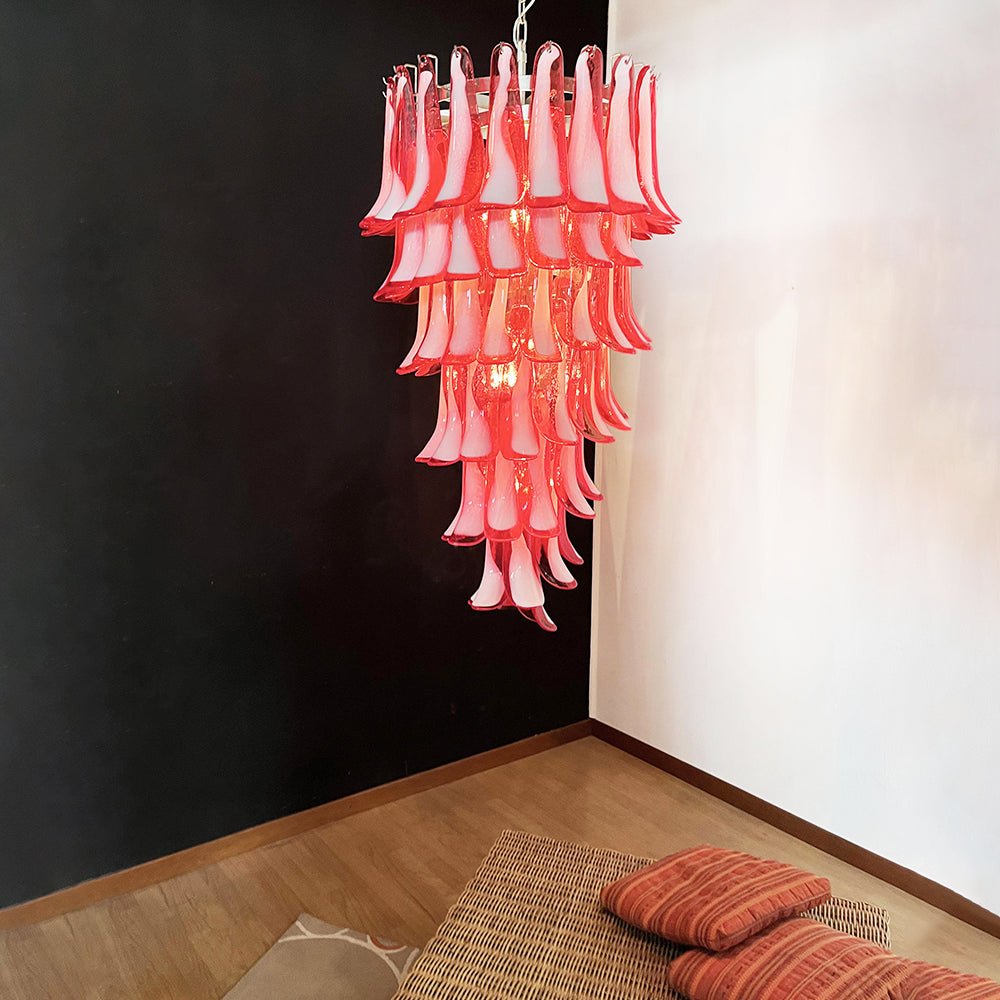 Red Petals Spiral Glass Chandelier | Modern Designer Pendant Light
