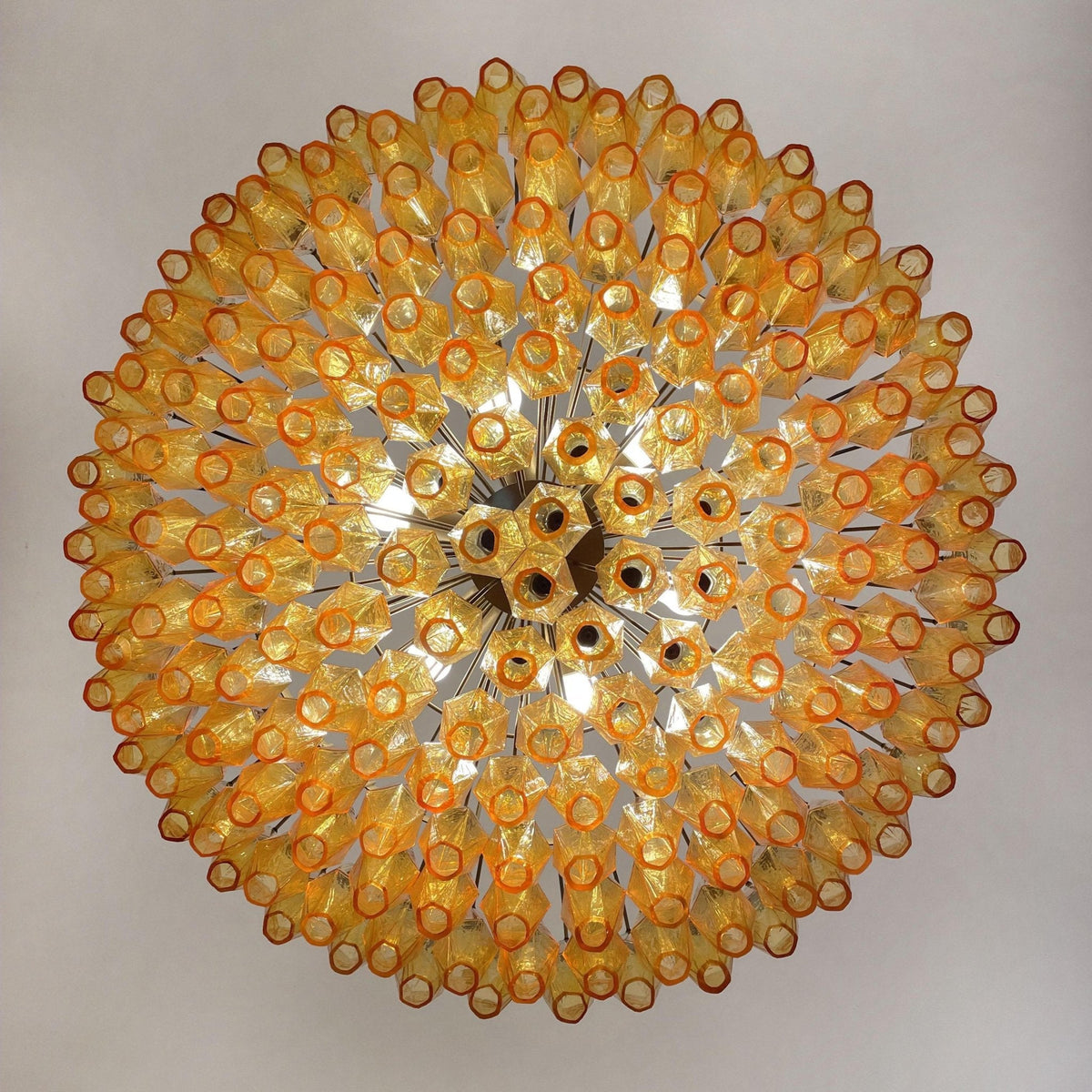 Rhombus Amber Glass Chandelier – Modern Gold Pendant Light