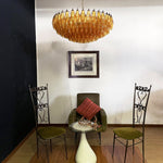 Rhombus Amber Glass Chandelier – Modern Gold Pendant Light