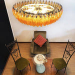 Rhombus Amber Glass Chandelier – Modern Gold Pendant Light