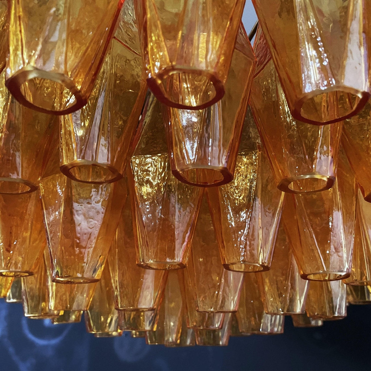 Rhombus Amber Glass Chandelier – Modern Gold Pendant Light