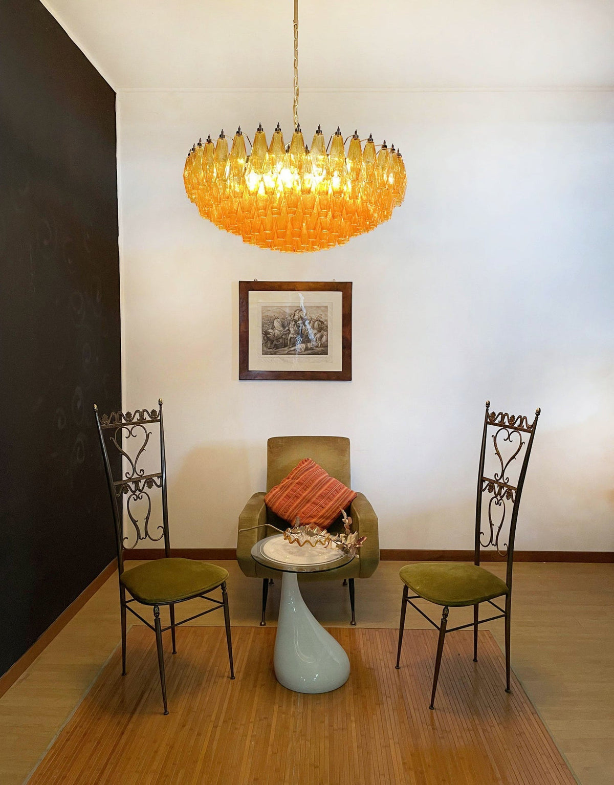 Rhombus Amber Glass Chandelier – Modern Gold Pendant Light