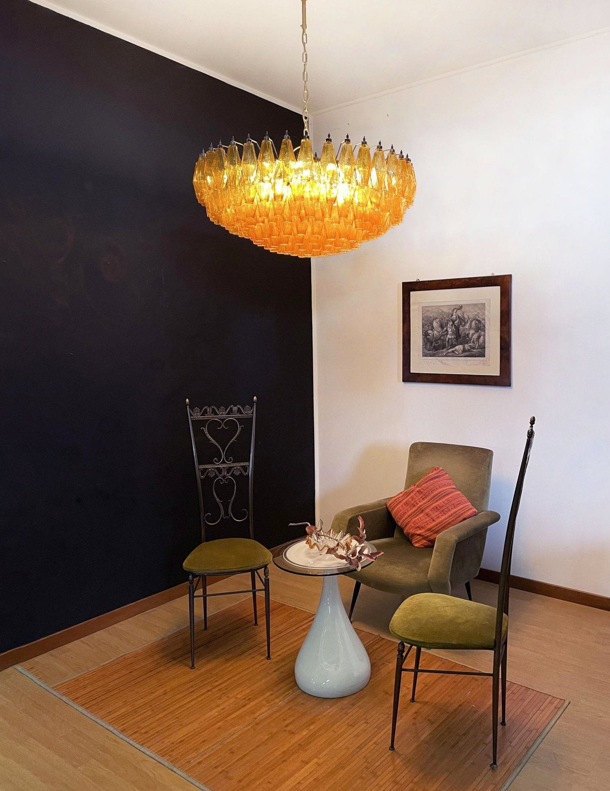 Rhombus Amber Glass Chandelier – Modern Gold Pendant Light