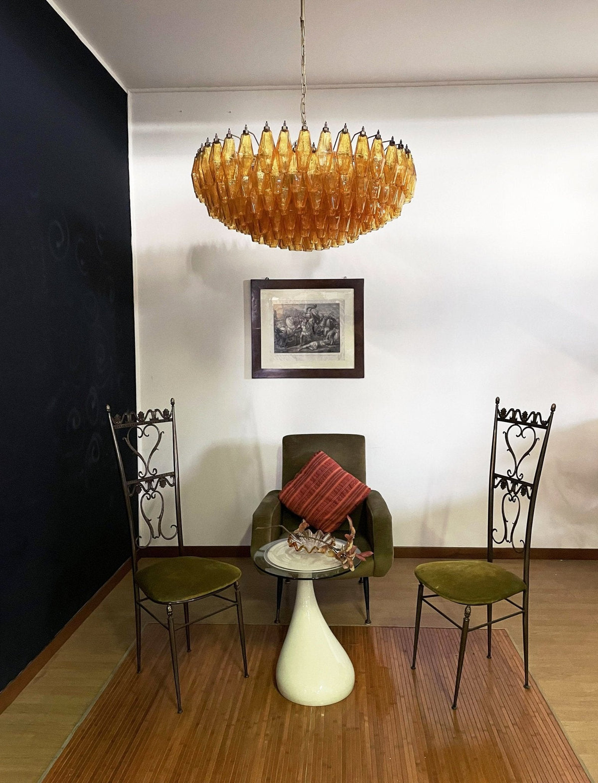 Rhombus Amber Glass Chandelier – Modern Gold Pendant Light