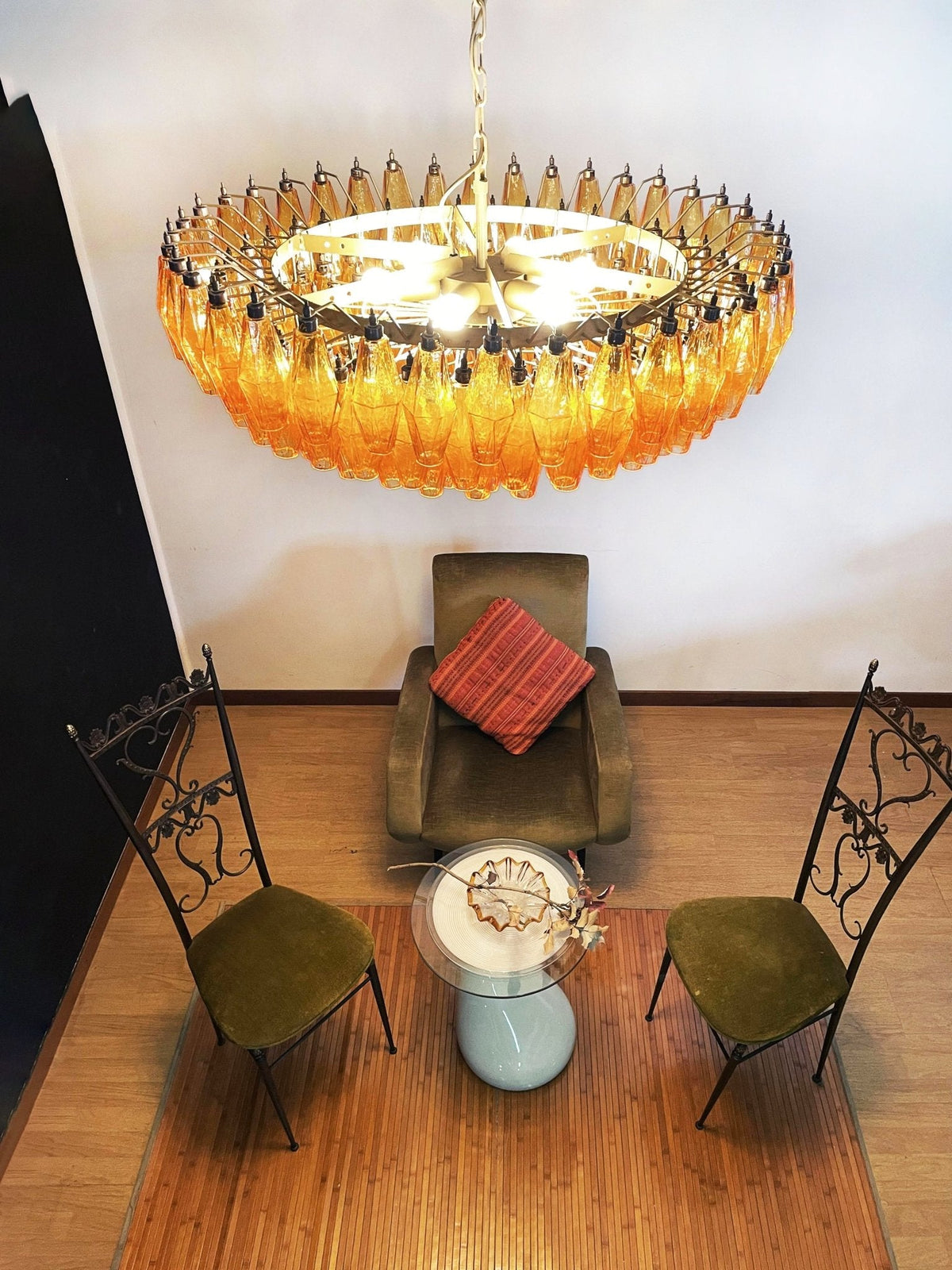 Rhombus Amber Glass Chandelier – Modern Gold Pendant Light