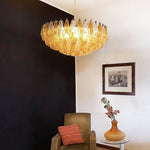 Rhombus Amber Glass Chandelier – Modern Gold Pendant Light