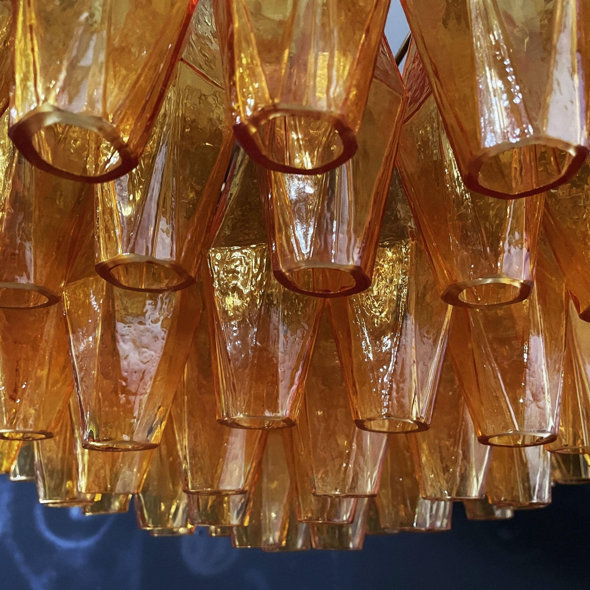 Rhombus Amber Glass Chandelier – Modern Gold Pendant Light