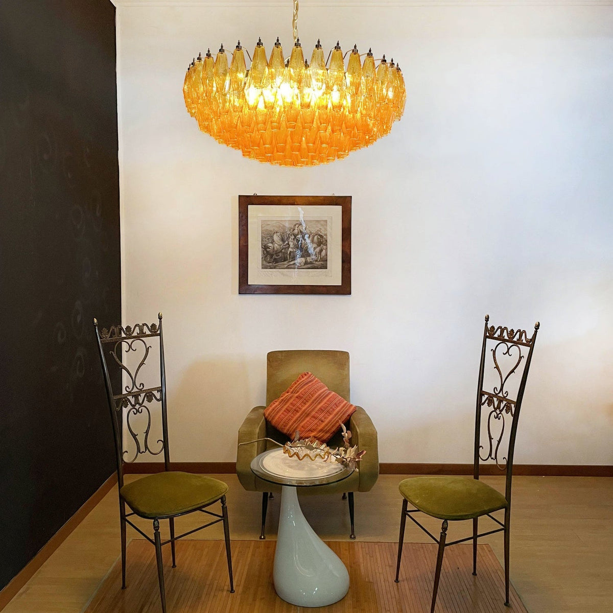 Rhombus Amber Glass Chandelier – Modern Gold Pendant Light