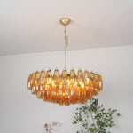 Rhombus Amber Glass Chandelier – Modern Gold Pendant Light