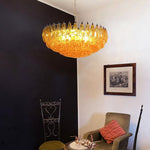 Rhombus Amber Glass Chandelier – Modern Gold Pendant Light