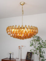 Rhombus Amber Glass Chandelier – Modern Gold Pendant Light