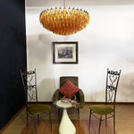 Rhombus Amber Glass Chandelier – Modern Gold Pendant Light