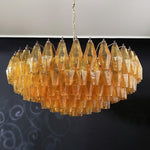 Rhombus Amber Glass Chandelier – Modern Gold Pendant Light