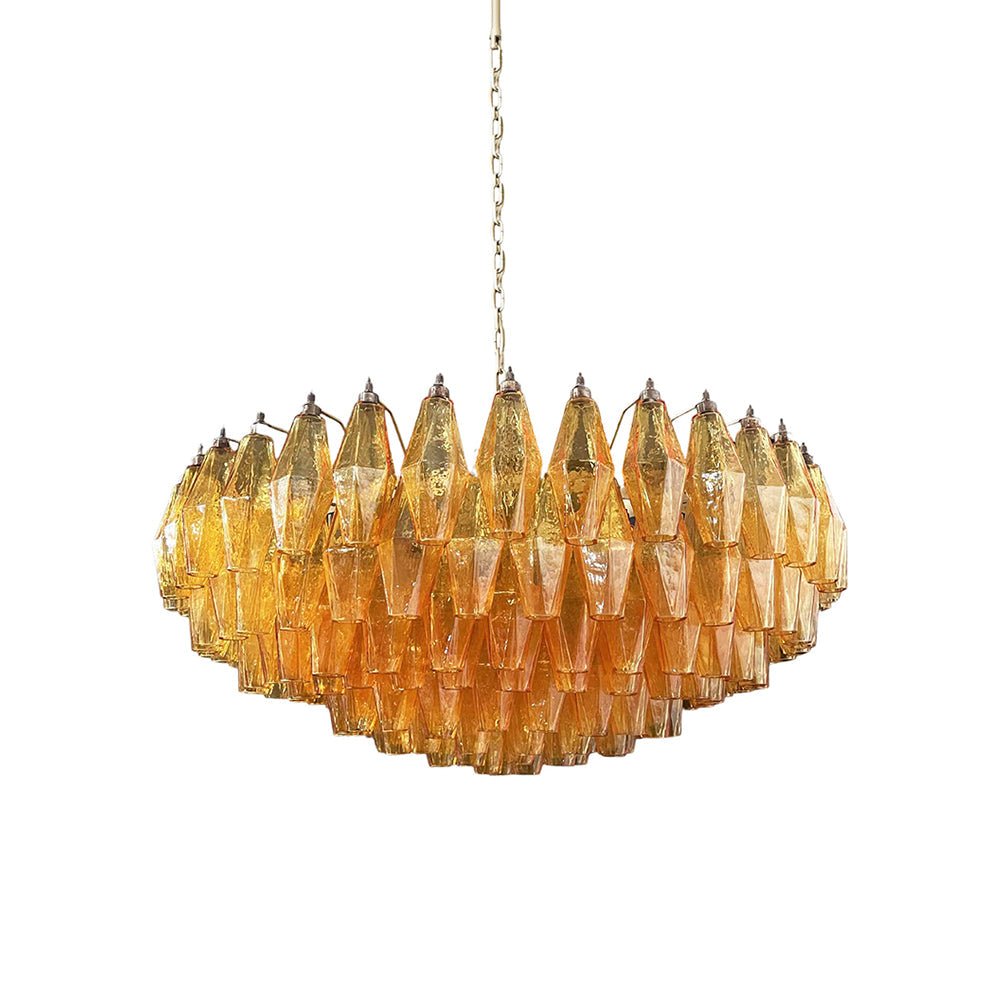 Rhombus Amber Glass Chandelier – Modern Gold Pendant Light