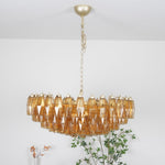 Rhombus Amber Glass Chandelier – Modern Gold Pendant Light
