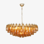 Rhombus Amber Glass Chandelier – Modern Gold Pendant Light