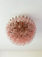 Rhombus Pink Glass Ceiling Light – Art Deco Flush Mount in Gold
