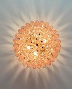 Rhombus Pink Glass Ceiling Light – Art Deco Flush Mount in Gold