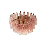 Rhombus Pink Glass Ceiling Light – Art Deco Flush Mount in Gold