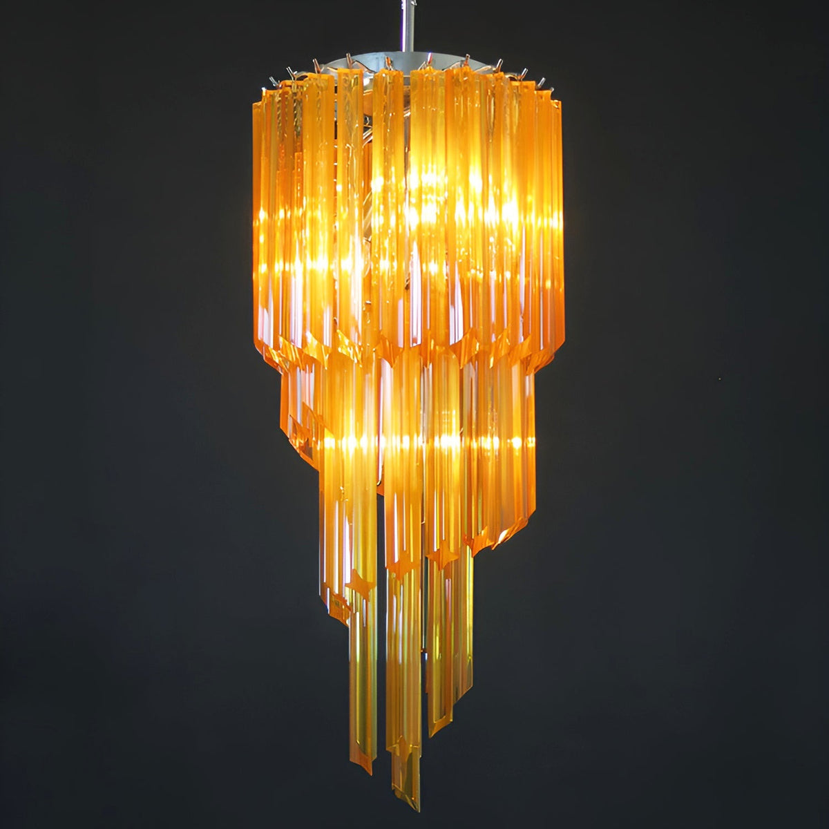 Spiral Prism Glass Chandelier – Hand-Cut Faceted Pendant Light