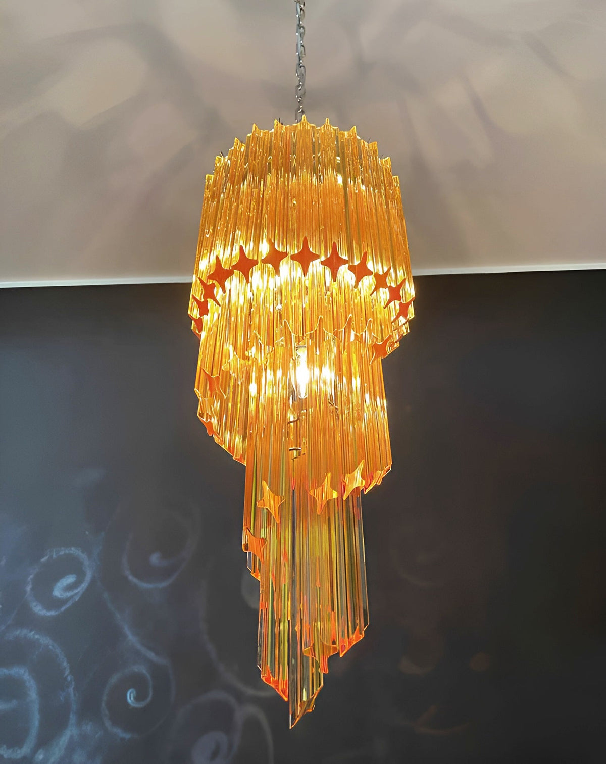 Spiral Prism Glass Chandelier – Hand-Cut Faceted Pendant Light
