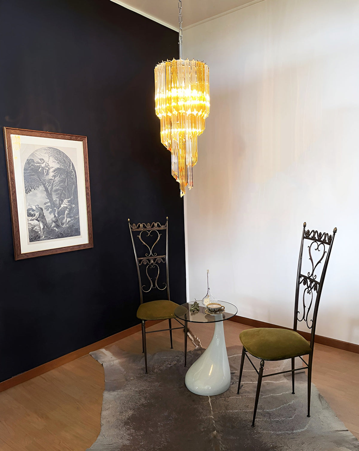 Spiral Prism Glass Chandelier – Hand-Cut Faceted Pendant Light