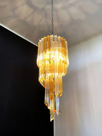 Spiral Prism Glass Chandelier – Hand-Cut Faceted Pendant Light