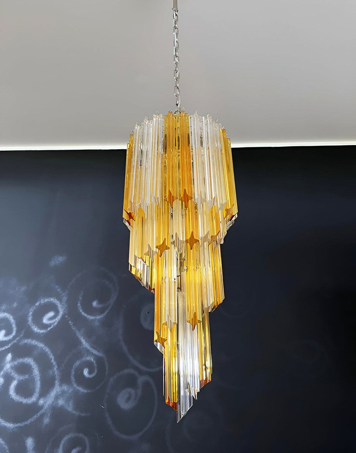 Spiral Prism Glass Chandelier – Hand-Cut Faceted Pendant Light
