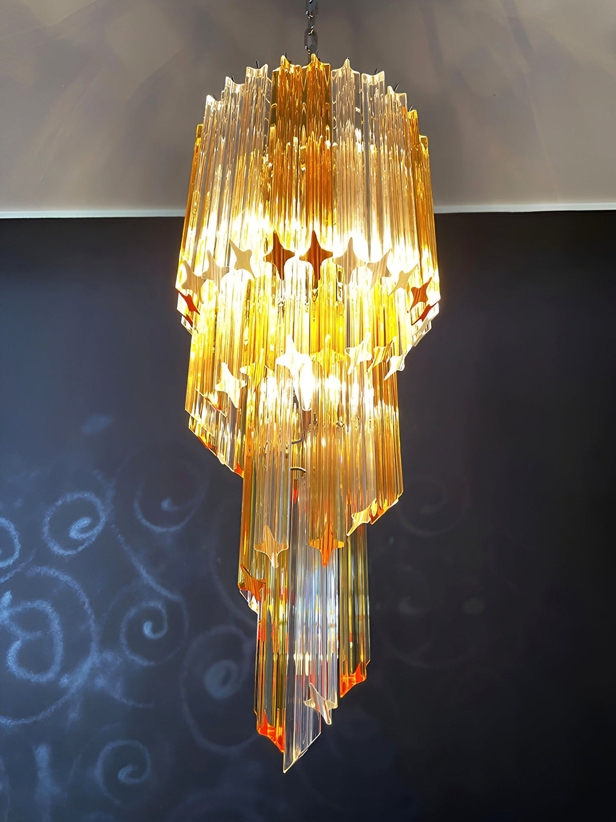 Spiral Prism Glass Chandelier – Hand-Cut Faceted Pendant Light