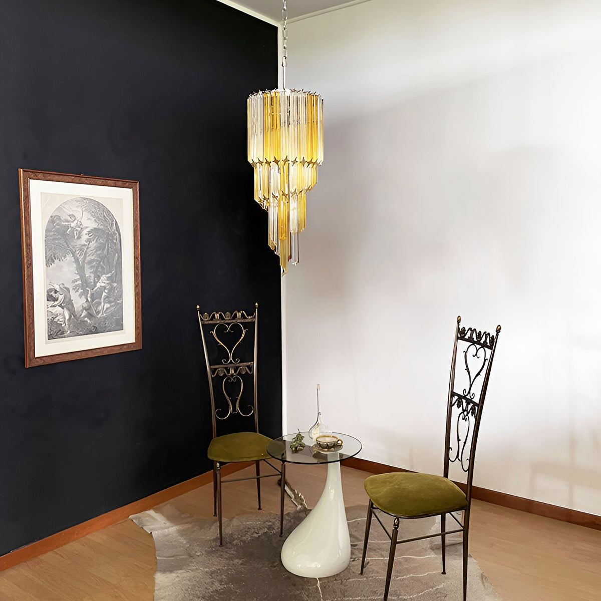 Spiral Prism Glass Chandelier – Hand-Cut Faceted Pendant Light