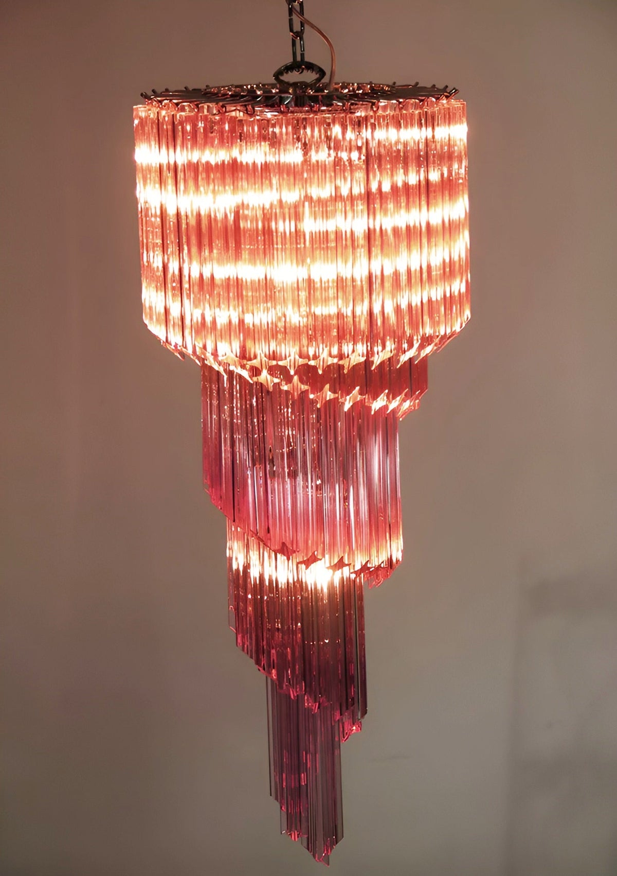 Spiral Prism Glass Chandelier – Hand-Cut Faceted Pendant Light