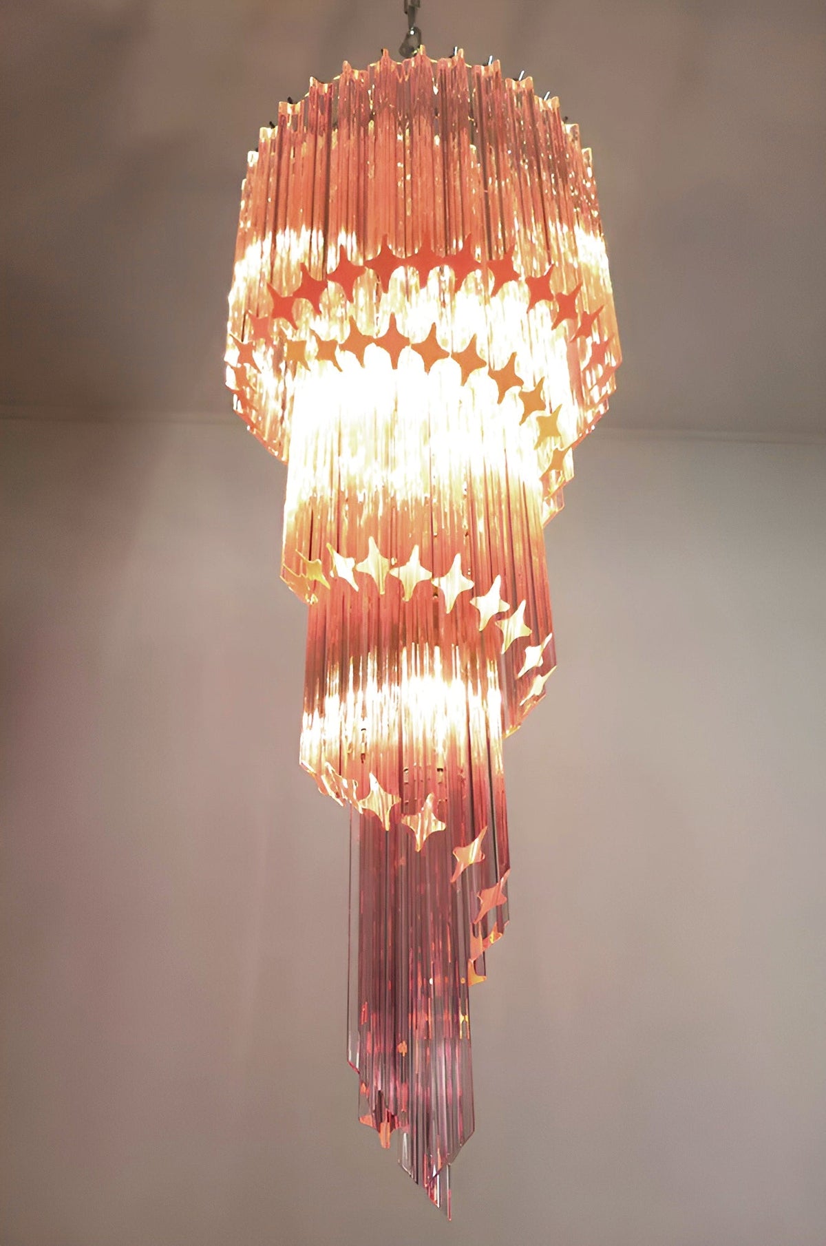 Spiral Prism Glass Chandelier – Hand-Cut Faceted Pendant Light