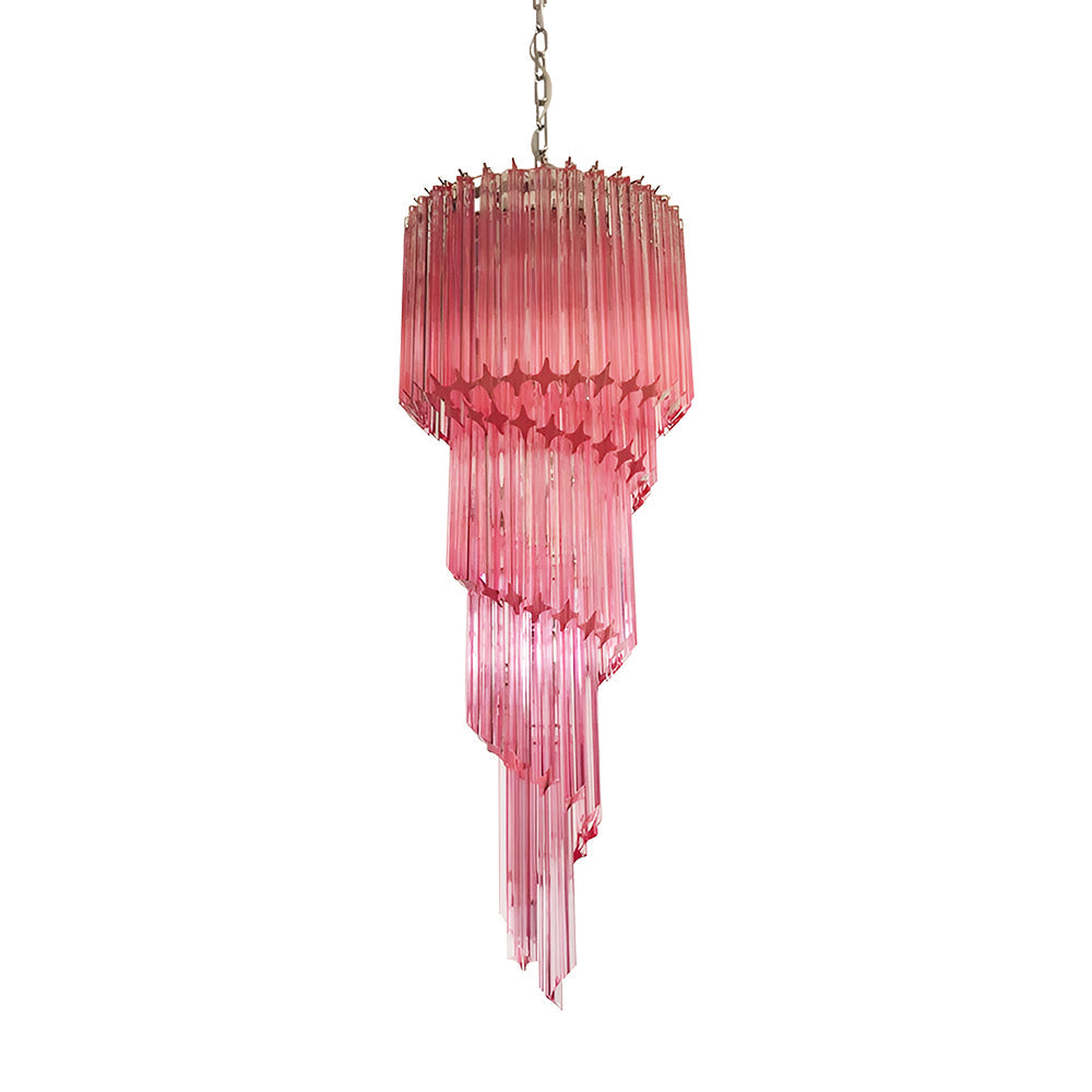 Spiral Prism Glass Chandelier – Hand-Cut Faceted Pendant Light