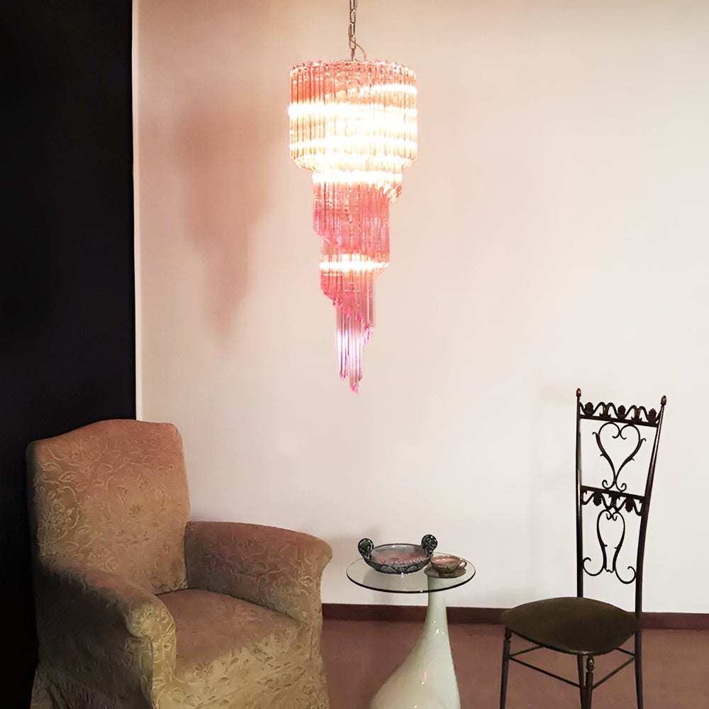Spiral Prism Glass Chandelier – Hand-Cut Faceted Pendant Light
