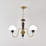 Mushroom Cap Chandelier in Walnut and Gold with Opal Glass Shades