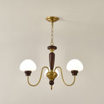Mushroom Cap Chandelier in Walnut and Gold with Opal Glass Shades