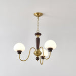 Mushroom Cap Chandelier in Walnut and Gold with Opal Glass Shades