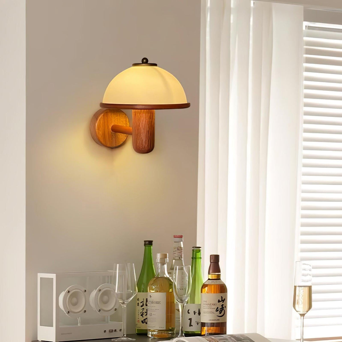 Seren Mushroom Oak Wall Lamp