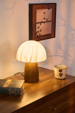 Myco Mushroom Table Lamp with Walnut Wood Base and LED