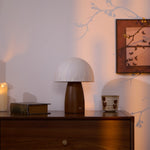 Myco Mushroom Table Lamp with Walnut Wood Base and LED