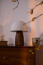 Myco Mushroom Table Lamp with Walnut Wood Base and LED