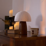 Myco Mushroom Table Lamp with Walnut Wood Base and LED
