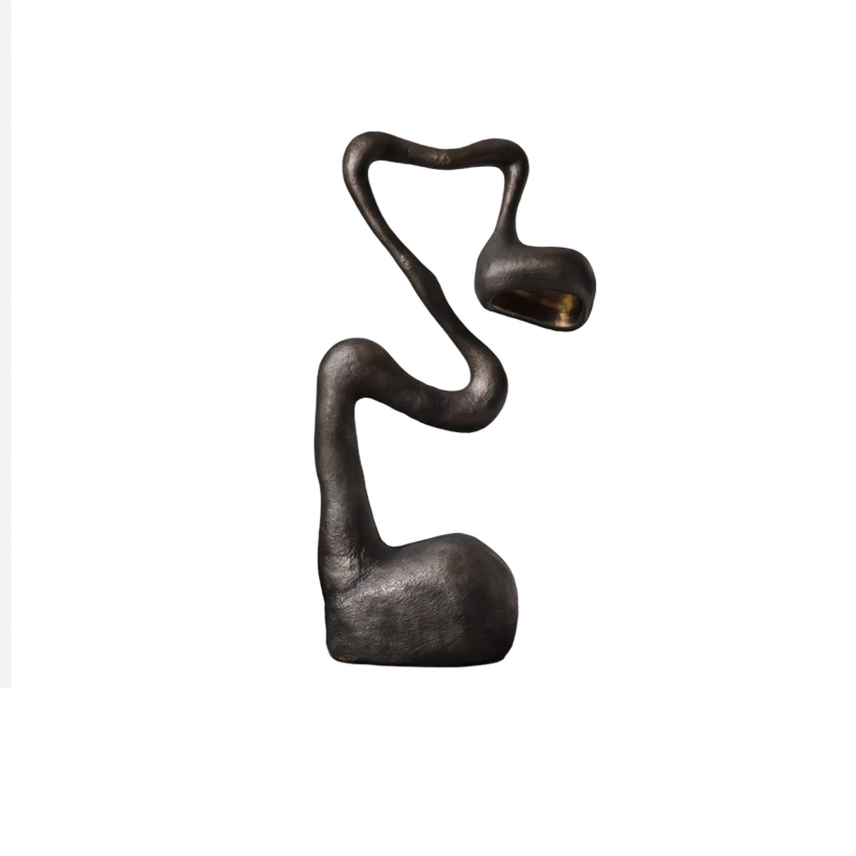Myrrh Sculptural Floor Lamp in Matte Black with Gold Interior