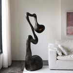 Myrrh Sculptural Floor Lamp in Matte Black with Gold Interior