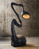 Myrrh Sculptural Floor Lamp in Matte Black with Gold Interior