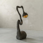 Myrrh Sculptural Floor Lamp in Matte Black with Gold Interior