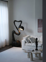 Myrrh Sculptural Floor Lamp in Matte Black with Gold Interior